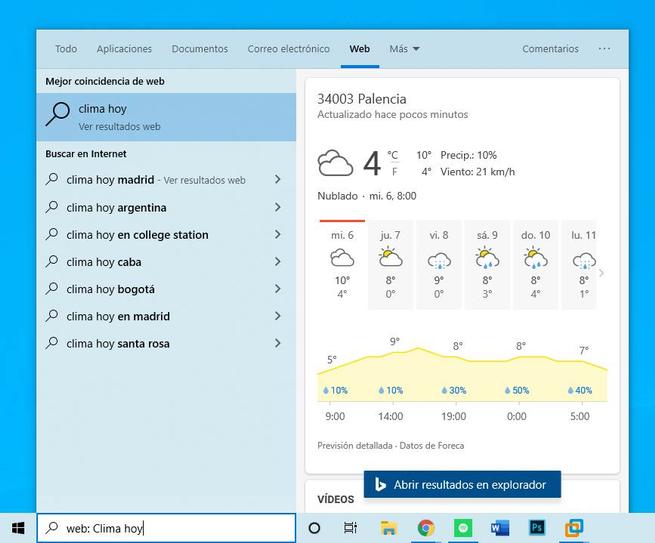 Windows 10 20H1 - Novedades búsquedas rápidas 2