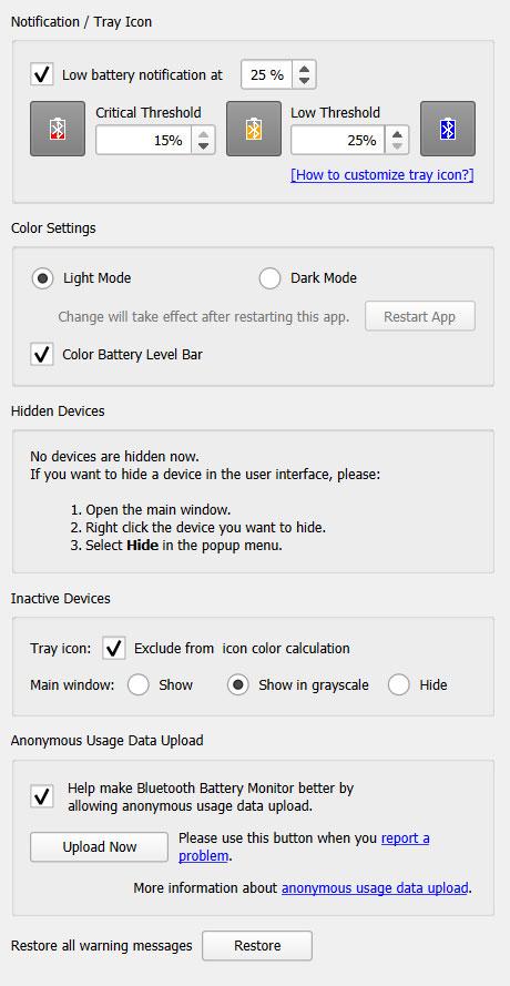 Bluetooth Battery Monitor configuración