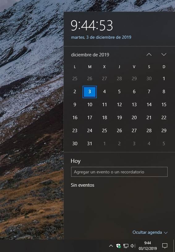 Calendario y agenda de Windows 10