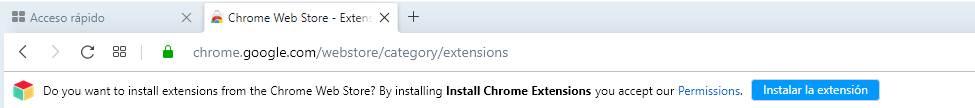 mensaje extensiones de Chrome en otros navegadores