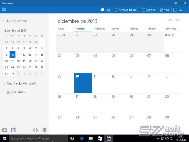 Windows 10 1909 vs 1507 - app calendario 1507