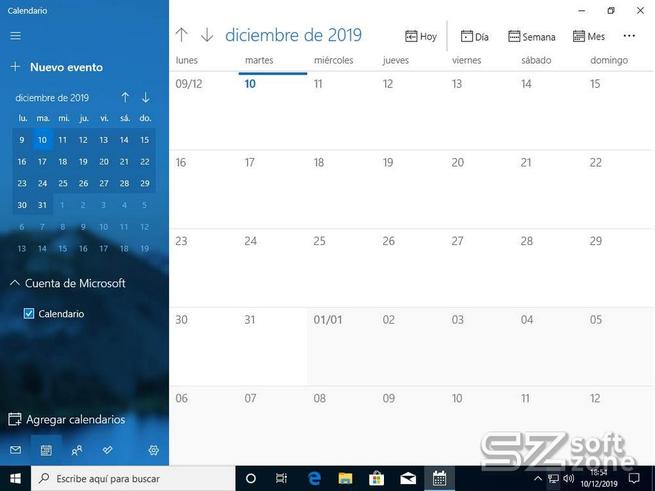 Windows 10 1909 vs 1507 - app calendario 1909