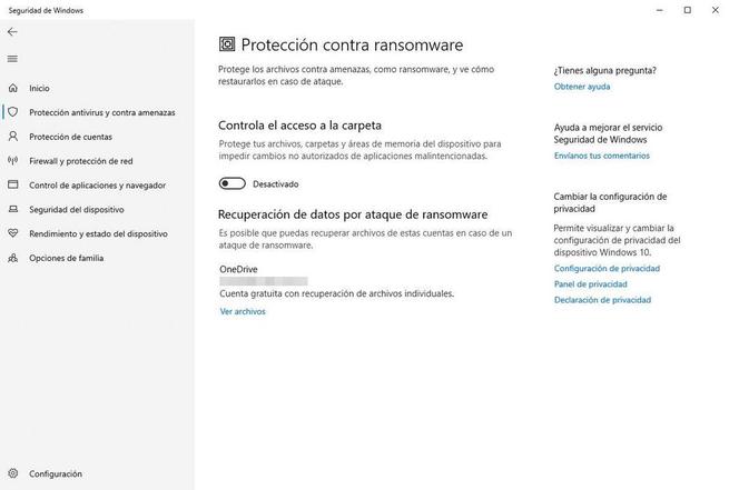 Windows Defender - Activar protección contra ransomware 4