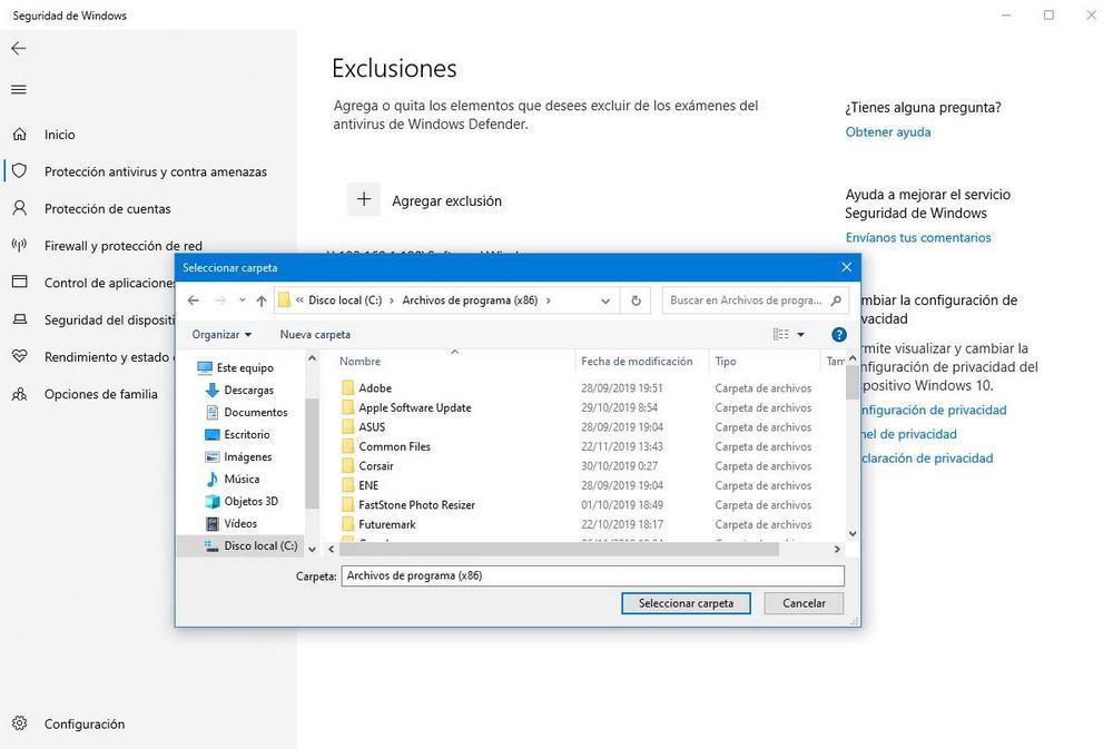 Windows Defender - Configurar Excepciones 5