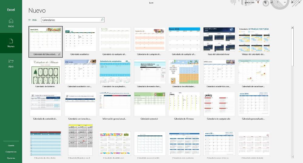 Plantillas calendarios Excel