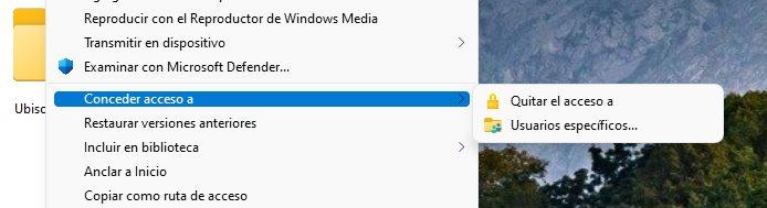 Conceder acceso a carpeta compartida Windows 11