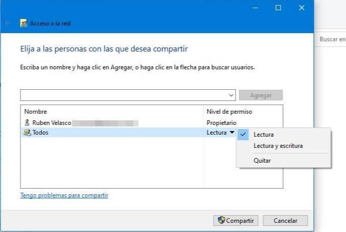 Configurar usuarios compartir archivos en red Windows