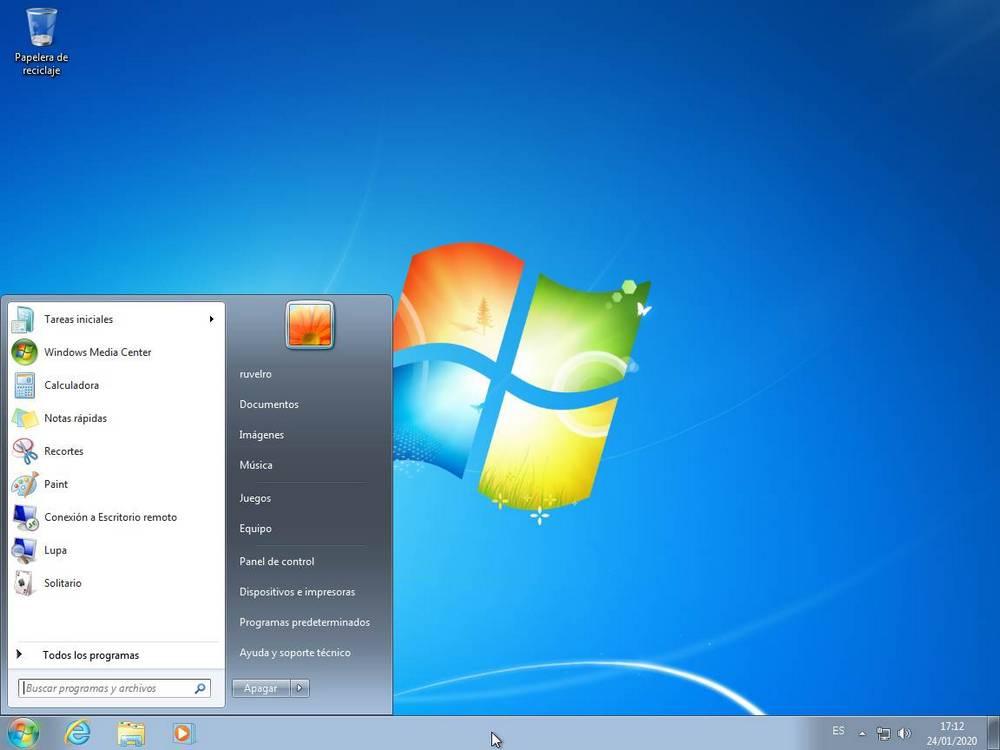 Escritorio Windows 7 instalado