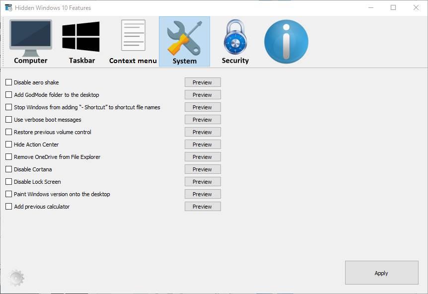 Hidden Windows 10 Features - System