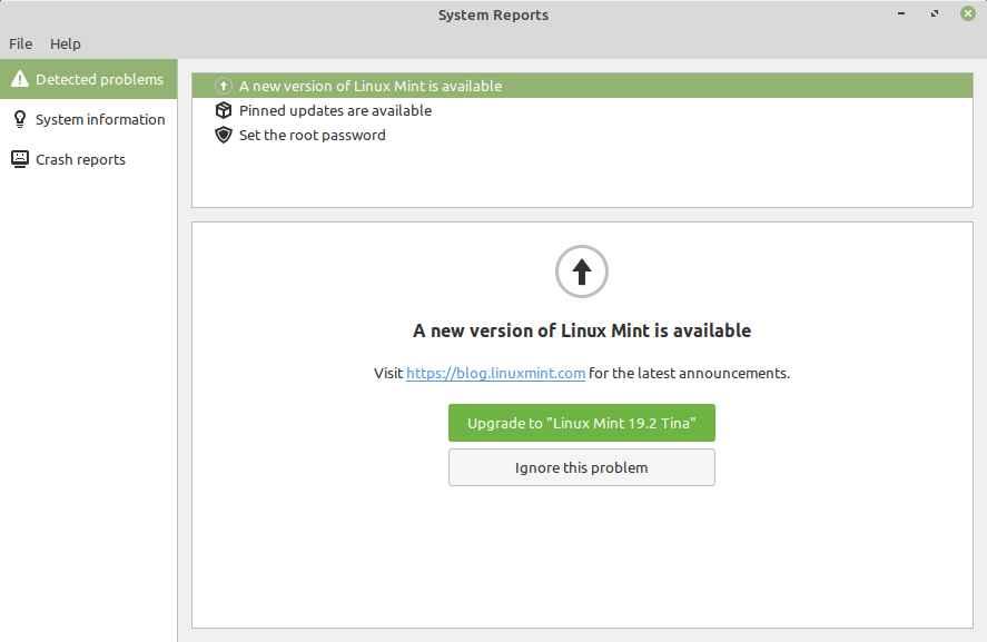 Rapoarte de sistem Linux Mint 19.3