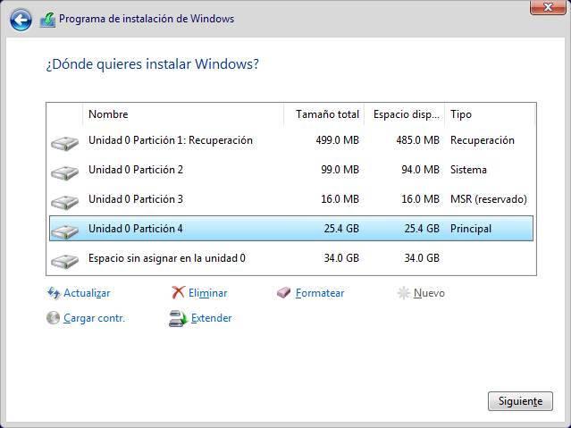 Particiones instalar Windows 7 y Windows 10