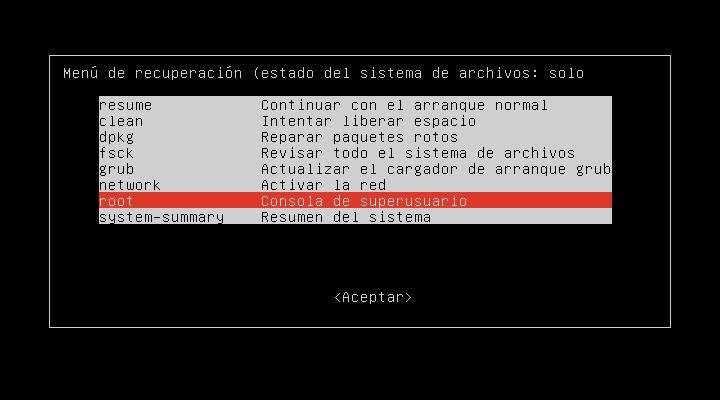 Recuperar contraseña administrador root Linux - 11