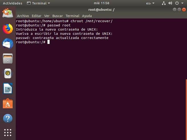Recuperar contraseña administrador root Linux - 8