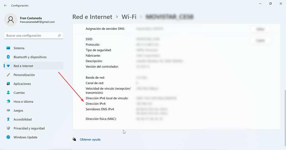 Windows wifi dirección ipv4