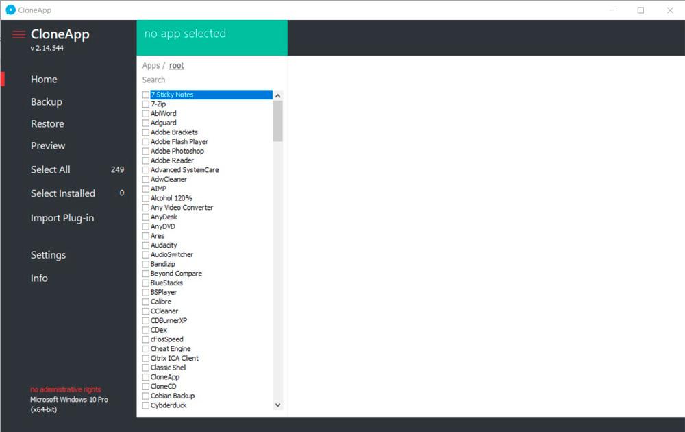 Imagen de CloneApp para guardar datos de los programas al migrar a Windows 10.