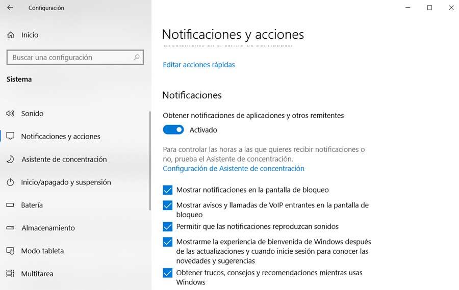 Notificaciones Windows 10