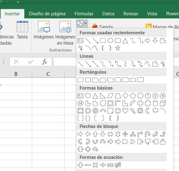 Formas Excel