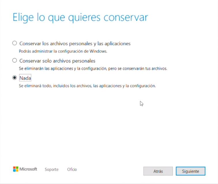 Instalación limpia de Windows 10