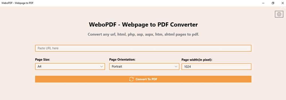 Webpage to PDF Windows 10