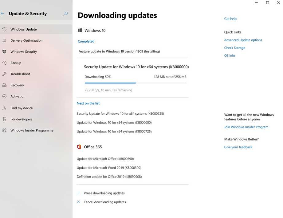 Windows Update concept Windows 10