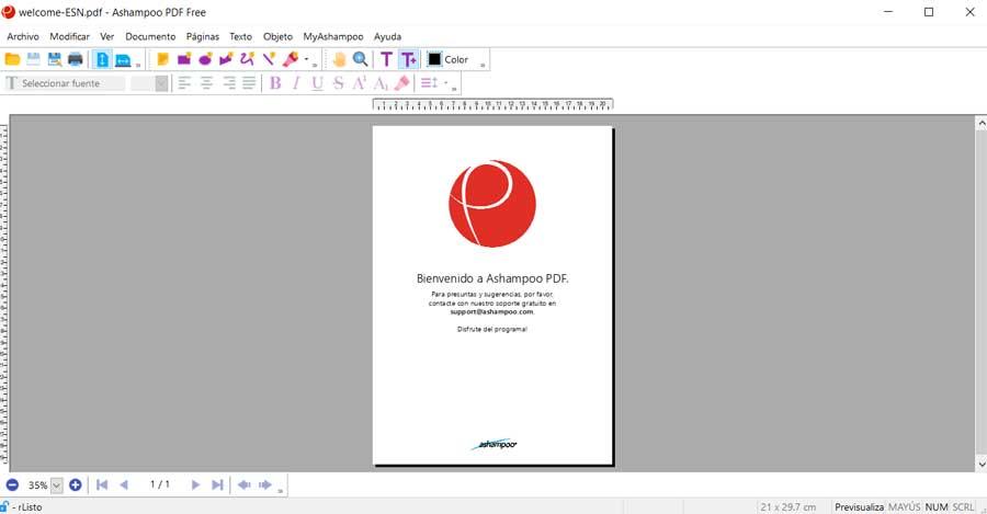 Ashampoo PDF Бесплатный интерфейс