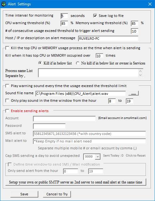 CPU Monitor and Alert - Opciones 1