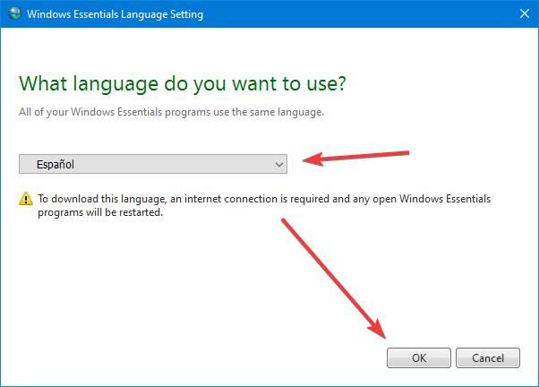 Cambiar idioma Windows Live