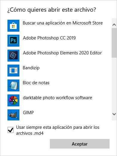 Elegir programa abrir archivo Windows