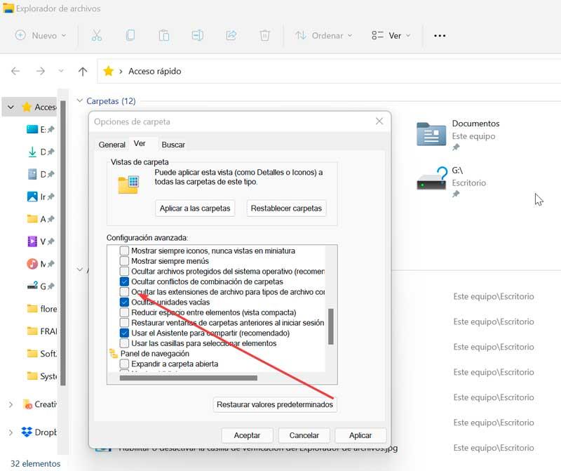 Ocultar las extensiones de archivo para tipos de archivos conocidos en Windows 11