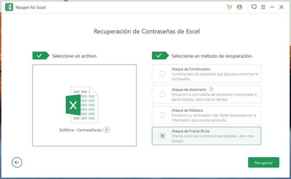 Passper for Excel - Averiguar contraseña 1
