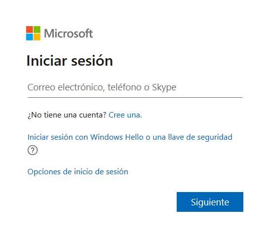 Inicio sesion Microsoft