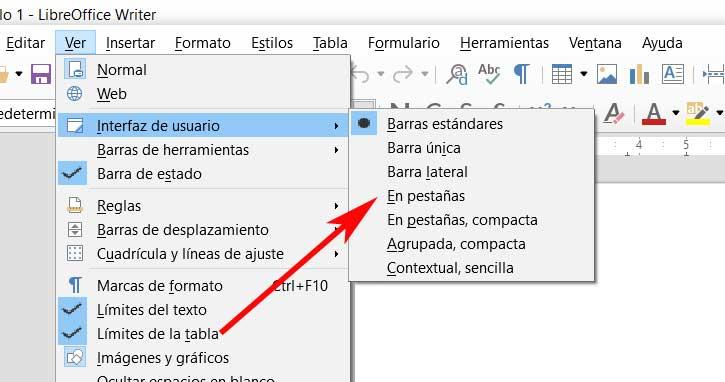 LibreOffice pestañas