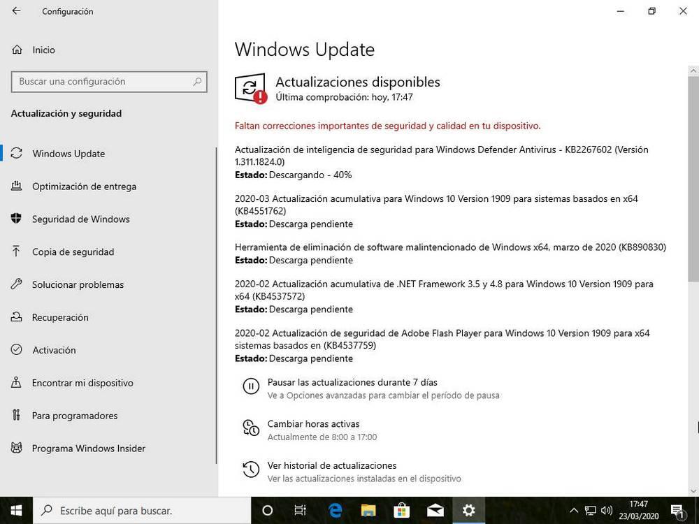 Actualizar Windows 10 con Windows Update