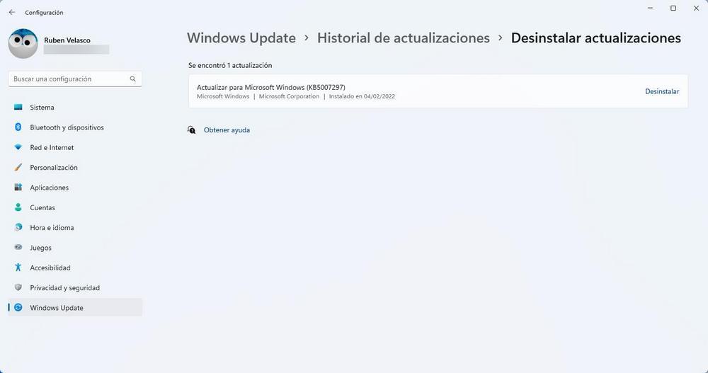 Desinstalar actualizaciones KB Windows 11