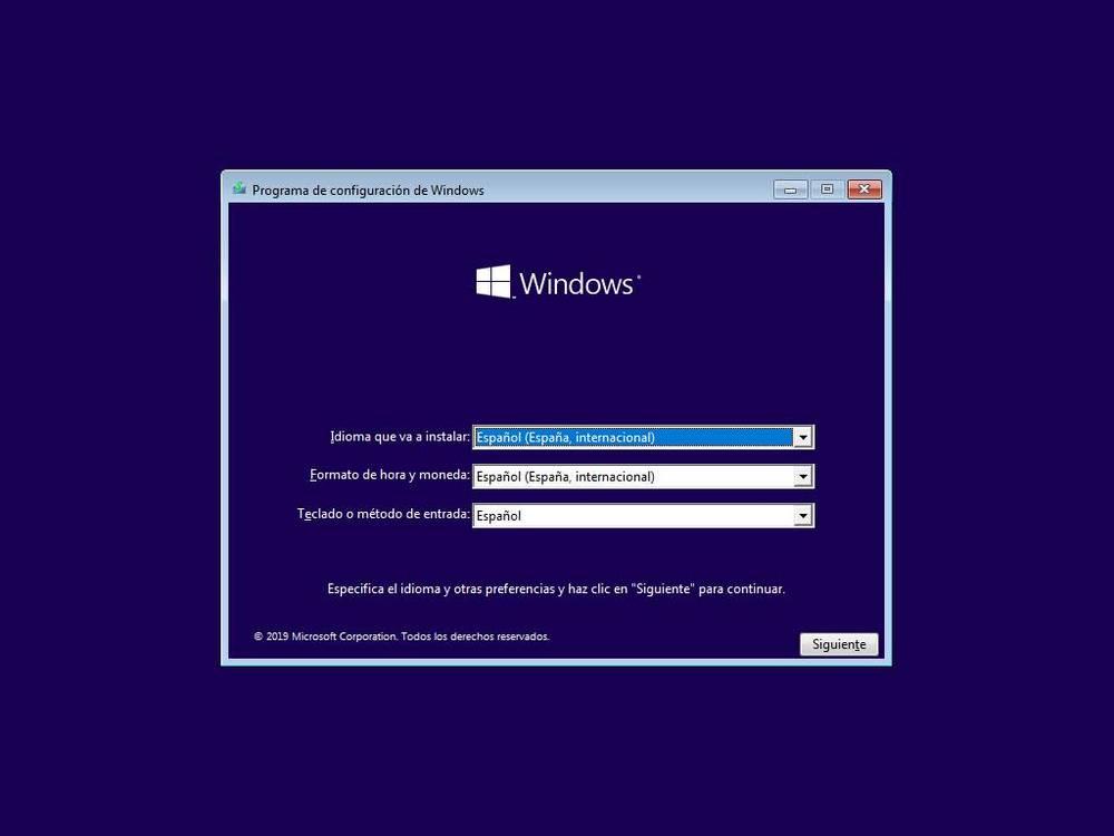 Elegir idioma para instalar Windows 10