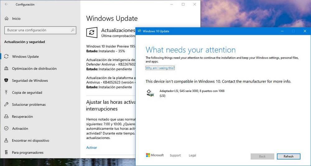 Error driver actualizar Insider Windows 10 20H2