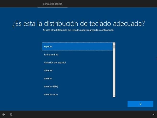Instalar Windows 10 - Distribución de teclado