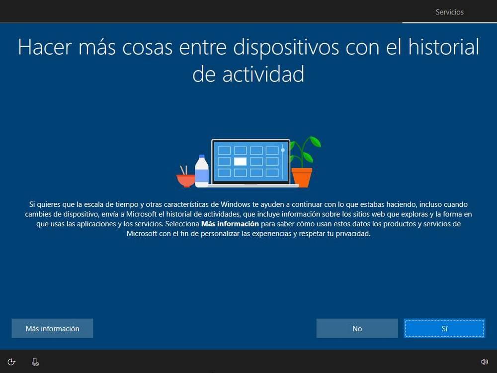 Instalar Windows 10 - Historial de actividad