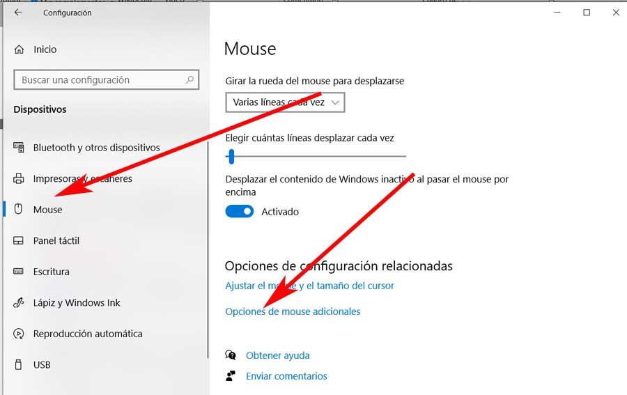 Mouse configuración windows