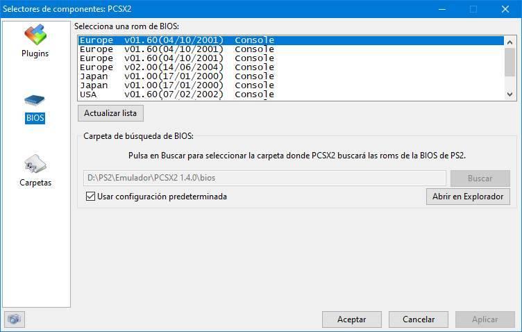 PCSX2 - Cargar BIOS