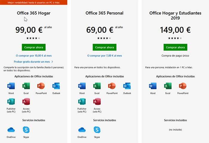 Precios de Office 365