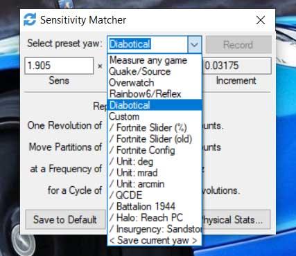 Sensitivity Matcher interfaz