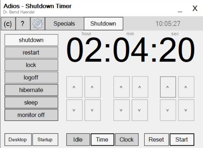 Shutdown Timer interfaz