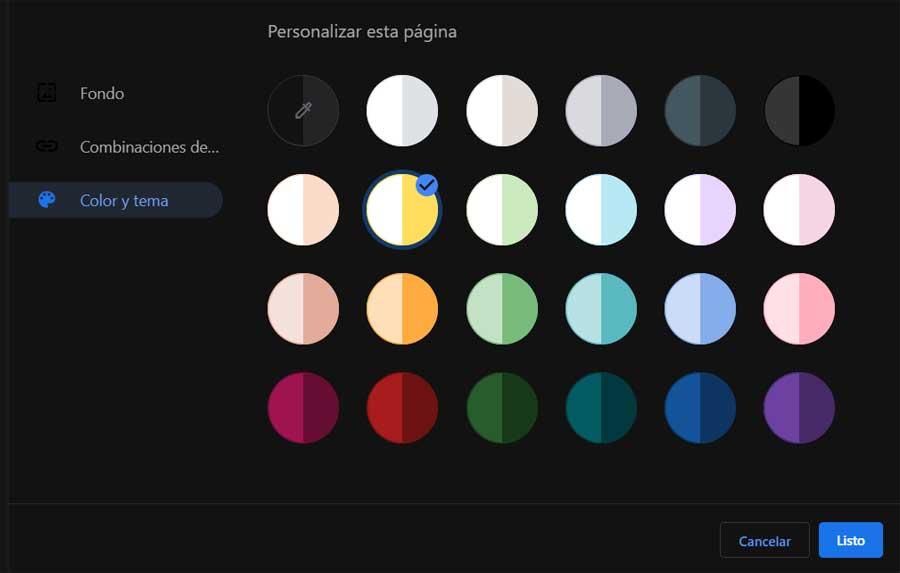 Color y tema Google Chrome