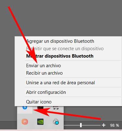 Compartir ficheros en 10 a través de Bluetooth