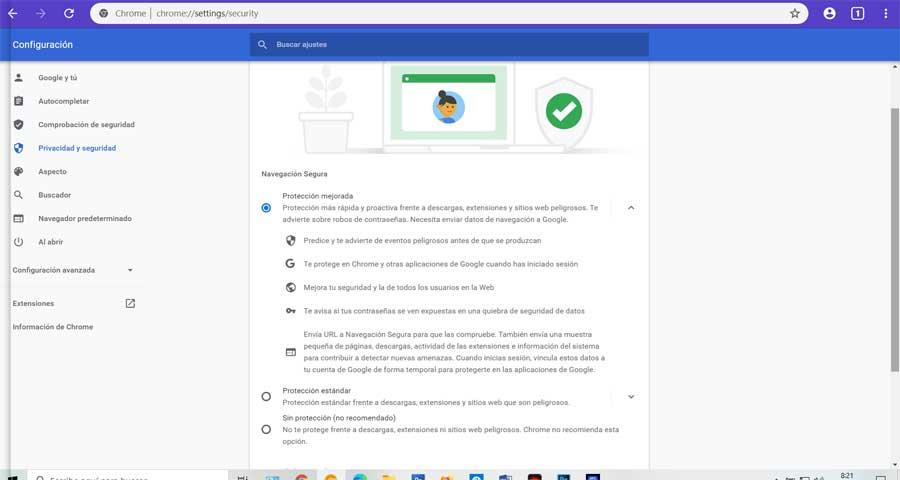Seguridad mejorada y estandar en Chrome