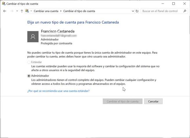 Cambir Типо Куэнта Windows 10