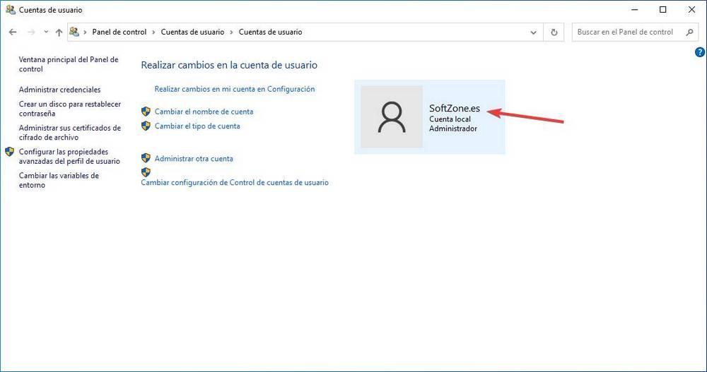 Comprobar cambio de nombre de usuario en Windows 10