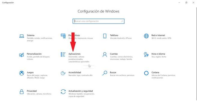 Configuración de Windows Aplicaciones
