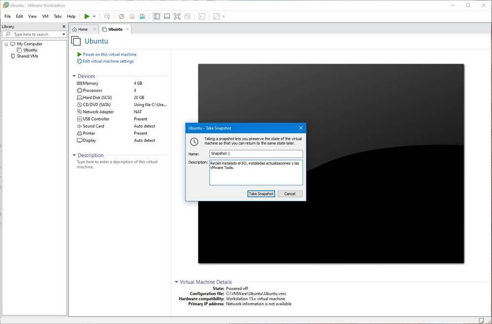 Crear nuevo Snapshot VMware